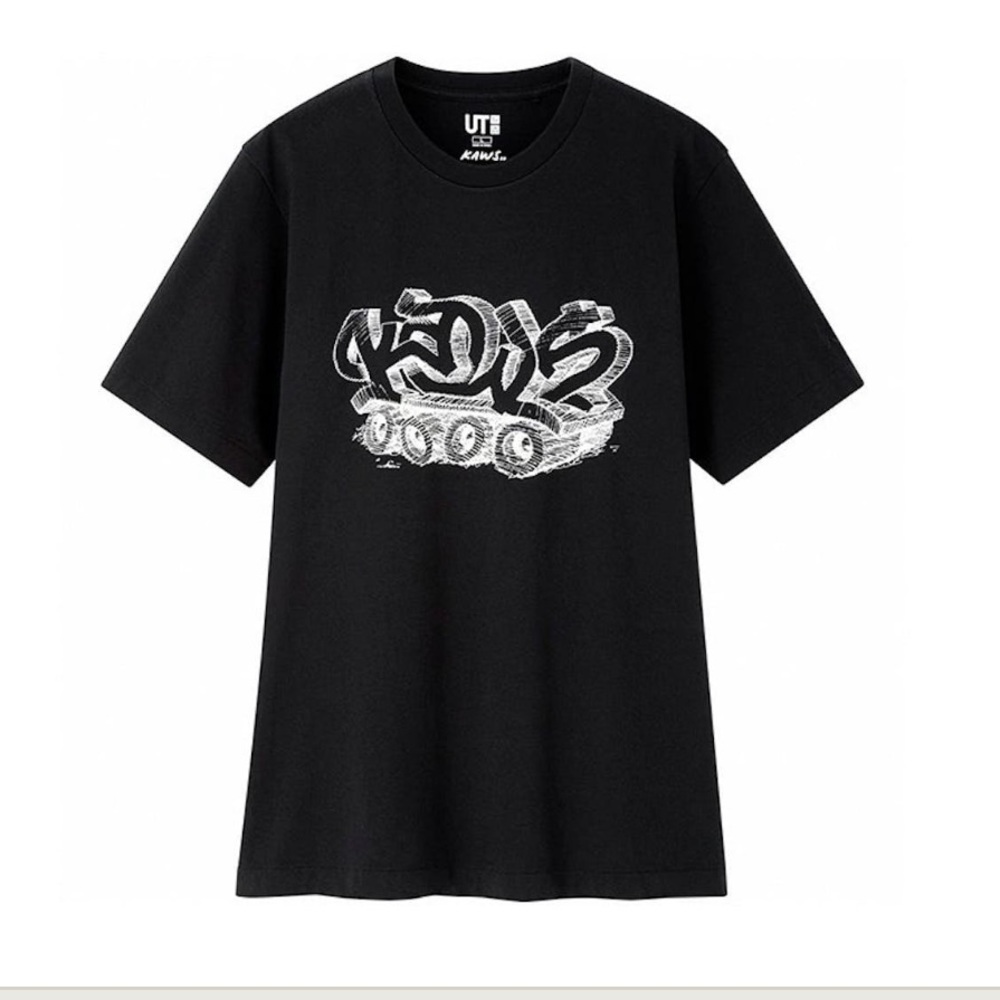 UNIQLO X KAWS Collaboration Wordmark Rare Black Short Sleeve Tee-Small